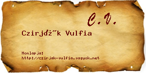 Czirják Vulfia névjegykártya